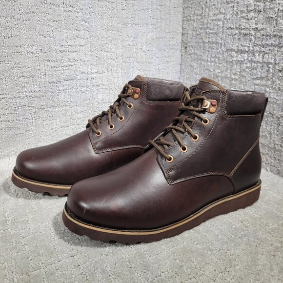 UGG Seton Men's Size 11 US Brown Leather Lace up Waterproof Shearling Boots